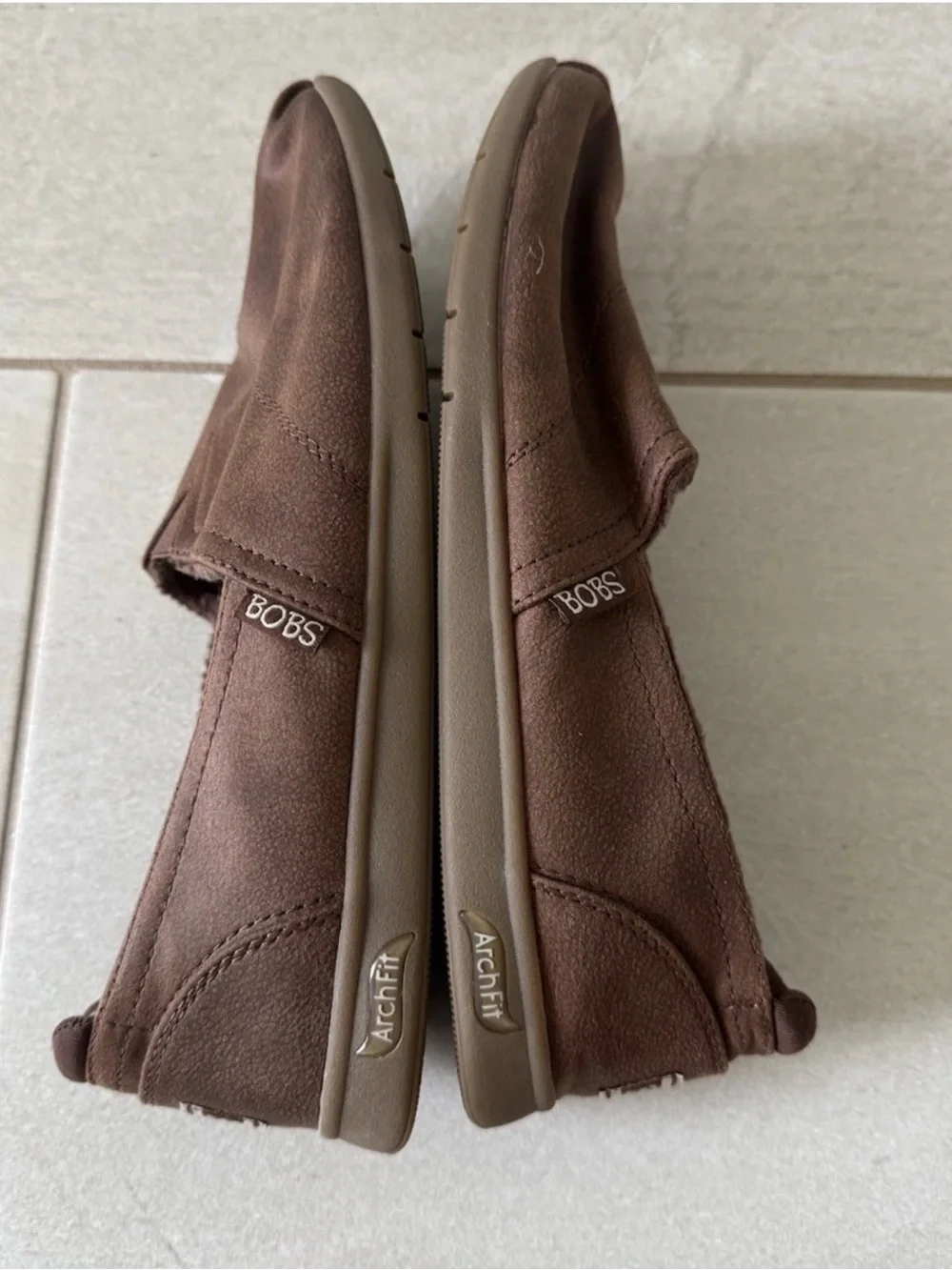 BOBS Skechers Arch Fit Air-Cooled Brown Faux Fur Lined Slip-On Shoes Women’s 9